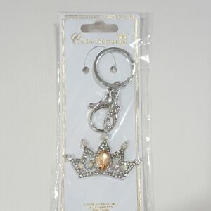 Elegant Silver Crown Bag Charm/ Key Holder